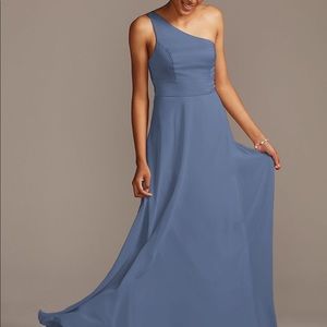 One-Shoulder Crepe-Back Satin Dress